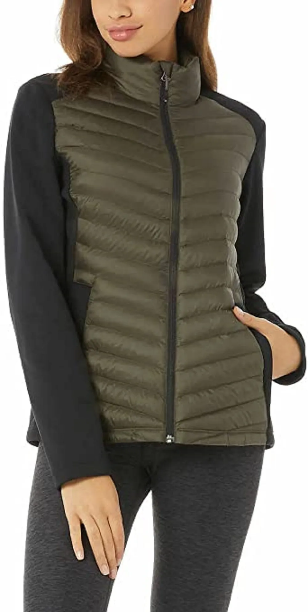 32 Degrees Women's Mixed Media Jacket, Forestwood, S