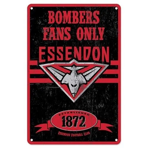 AFL Retro Supporter Tin Sign - Essendon Bombers - Man Cave - Heritage