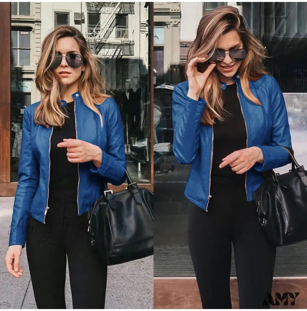 Amy Fashion - PU Leather Thick Warm Jacket