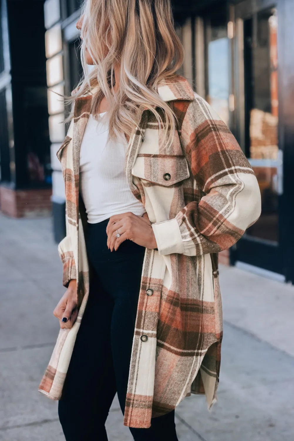 Autumn Plaid Button-Down Shirt Jacket