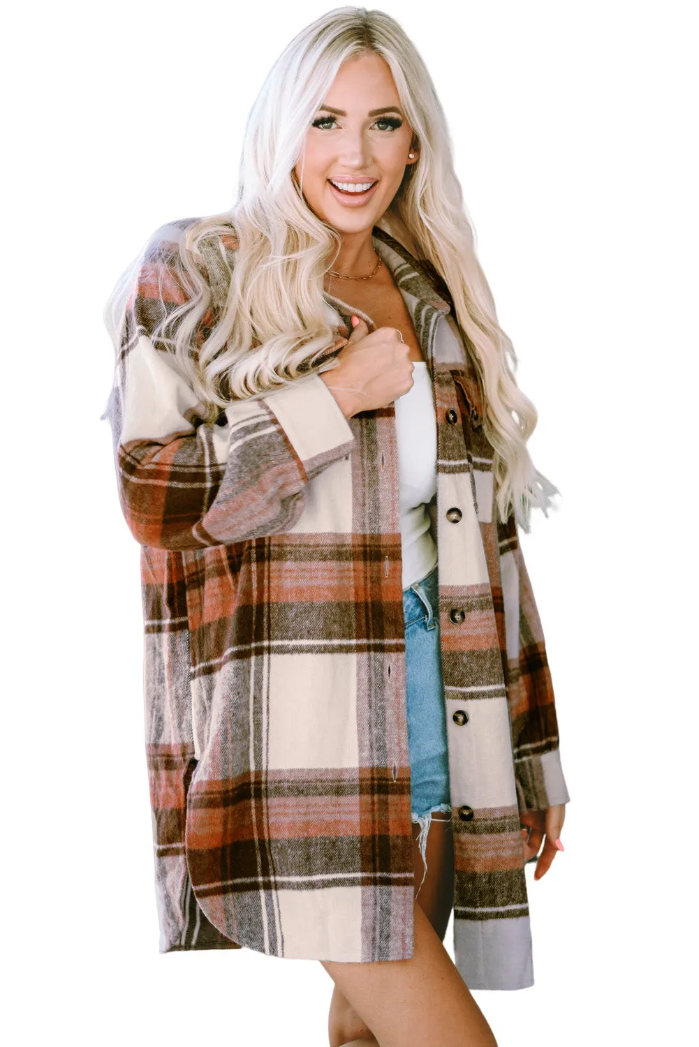 Autumn Plaid Button-Down Shirt Jacket