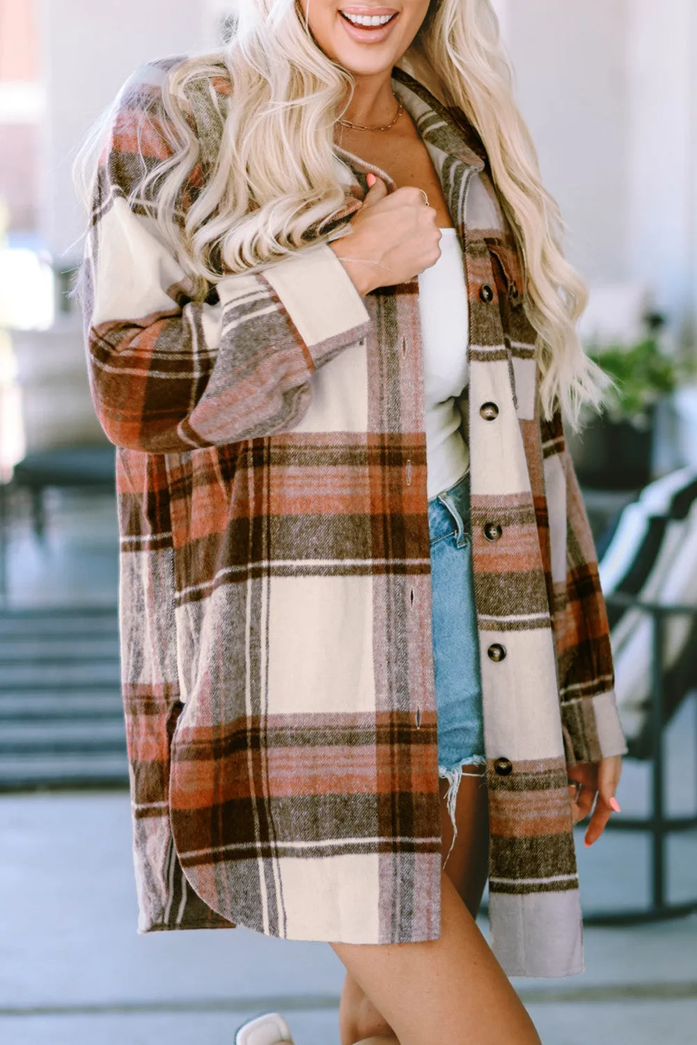 Autumn Plaid Button-Down Shirt Jacket