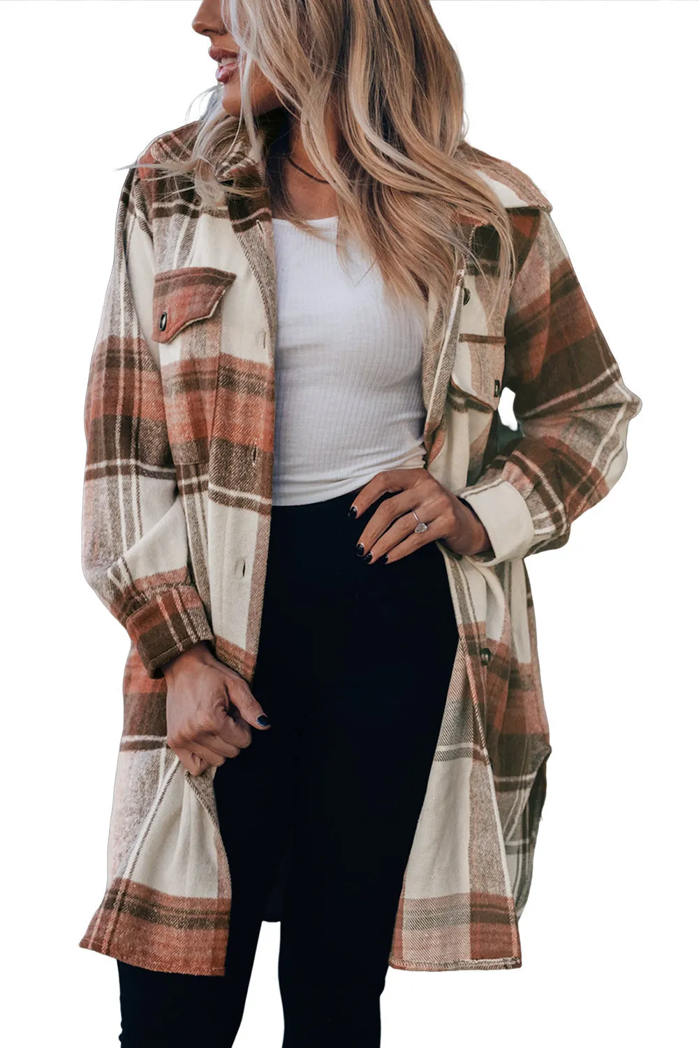 Autumn Plaid Button-Down Shirt Jacket