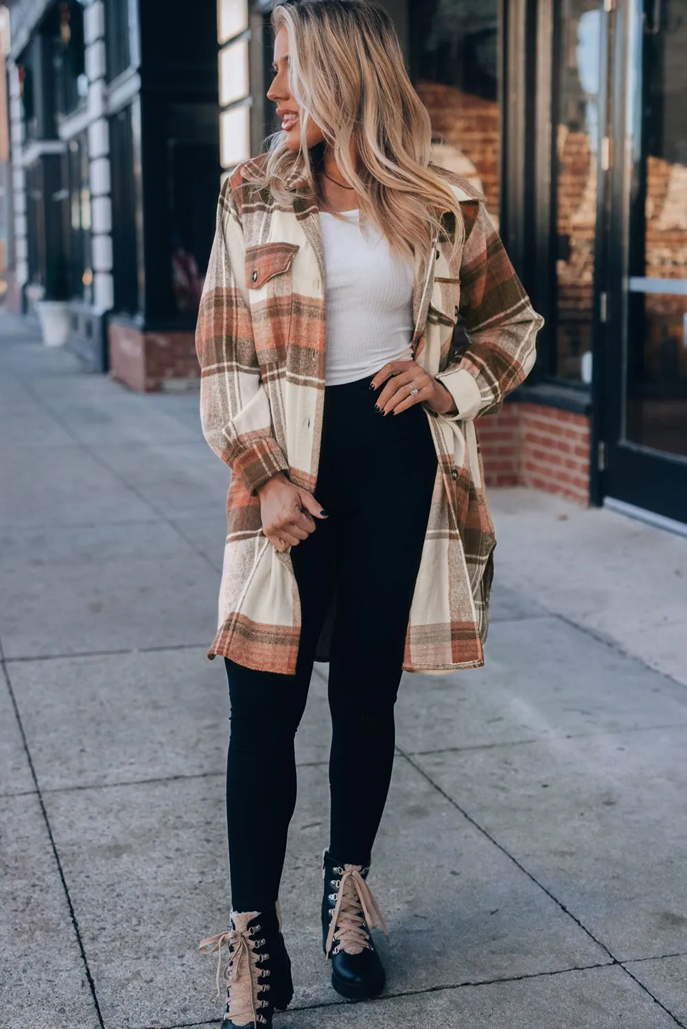 Autumn Plaid Button-Down Shirt Jacket