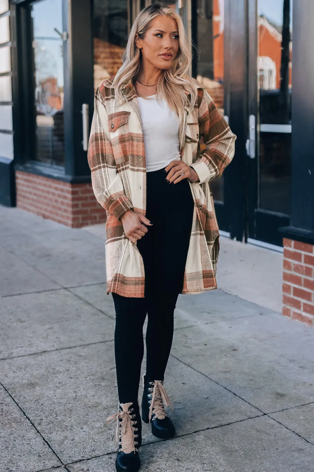 Autumn Plaid Button-Down Shirt Jacket