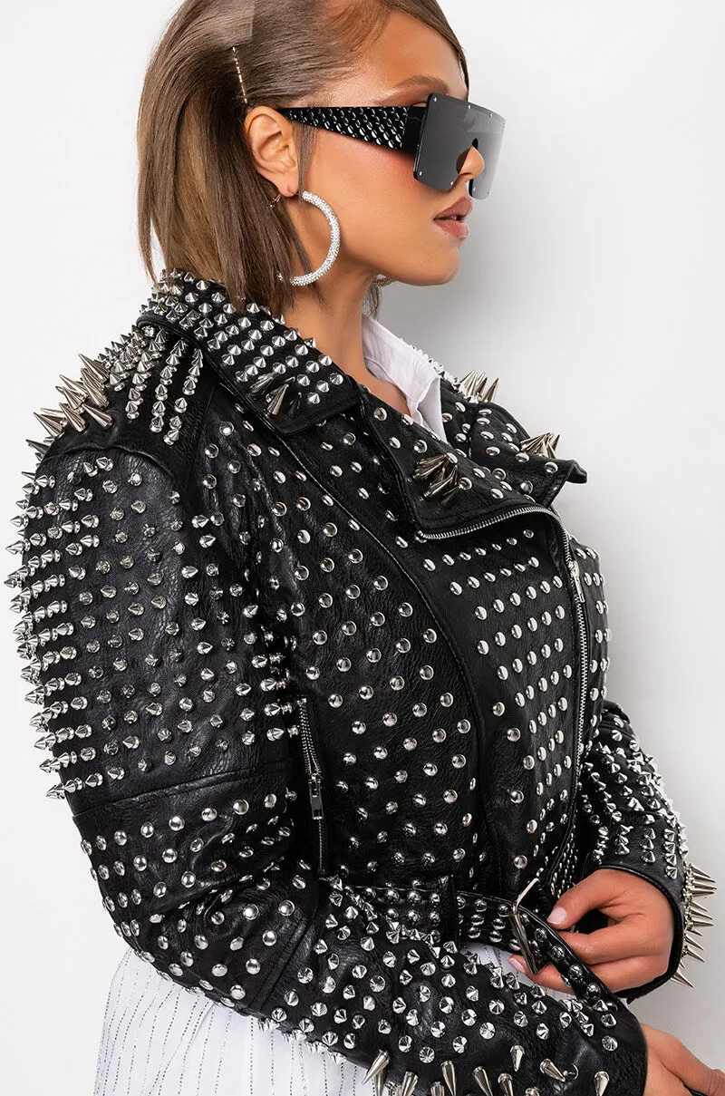 AZALEA WANG ALL OUT LUCIFER STUD MOTO JACKET PLUS