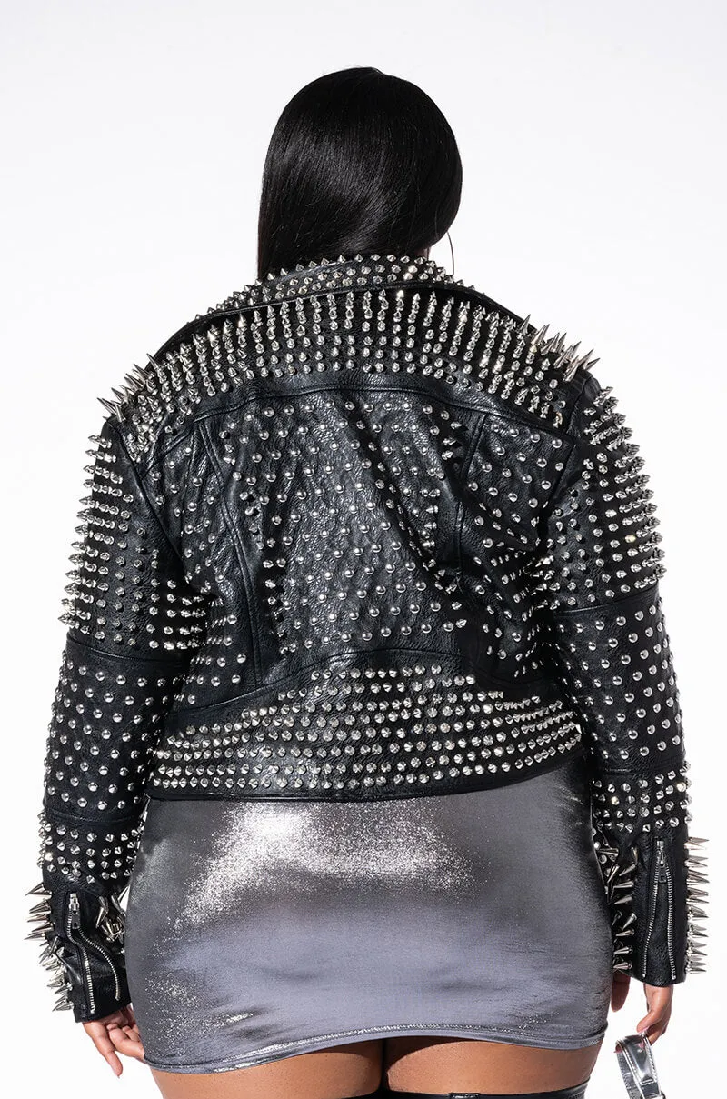 AZALEA WANG ALL OUT LUCIFER STUD MOTO JACKET PLUS