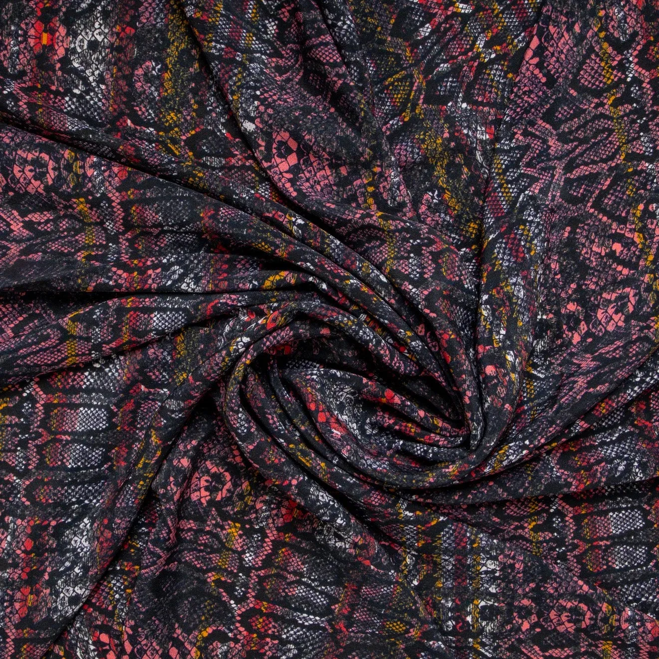 Black Animal Print Georgette Fabric