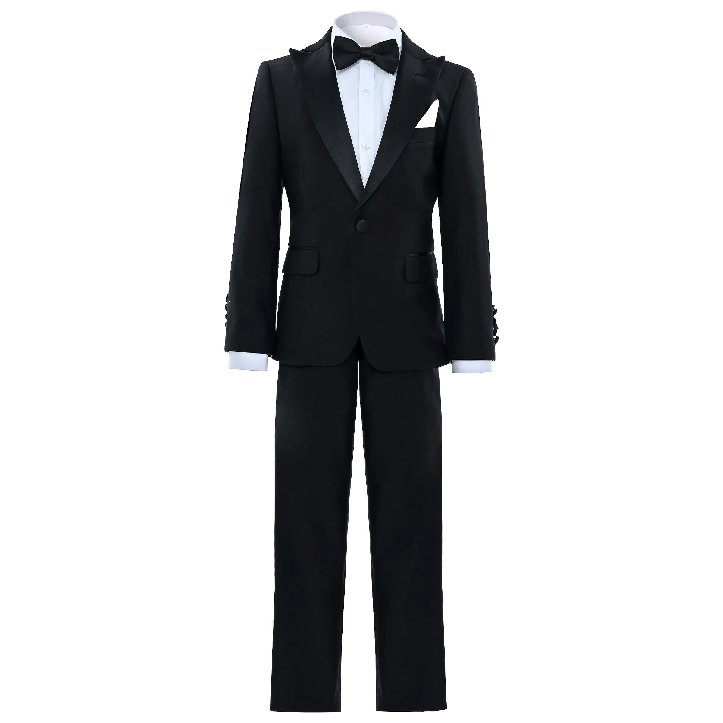 Black Peak Lapel Trim Wool Suit