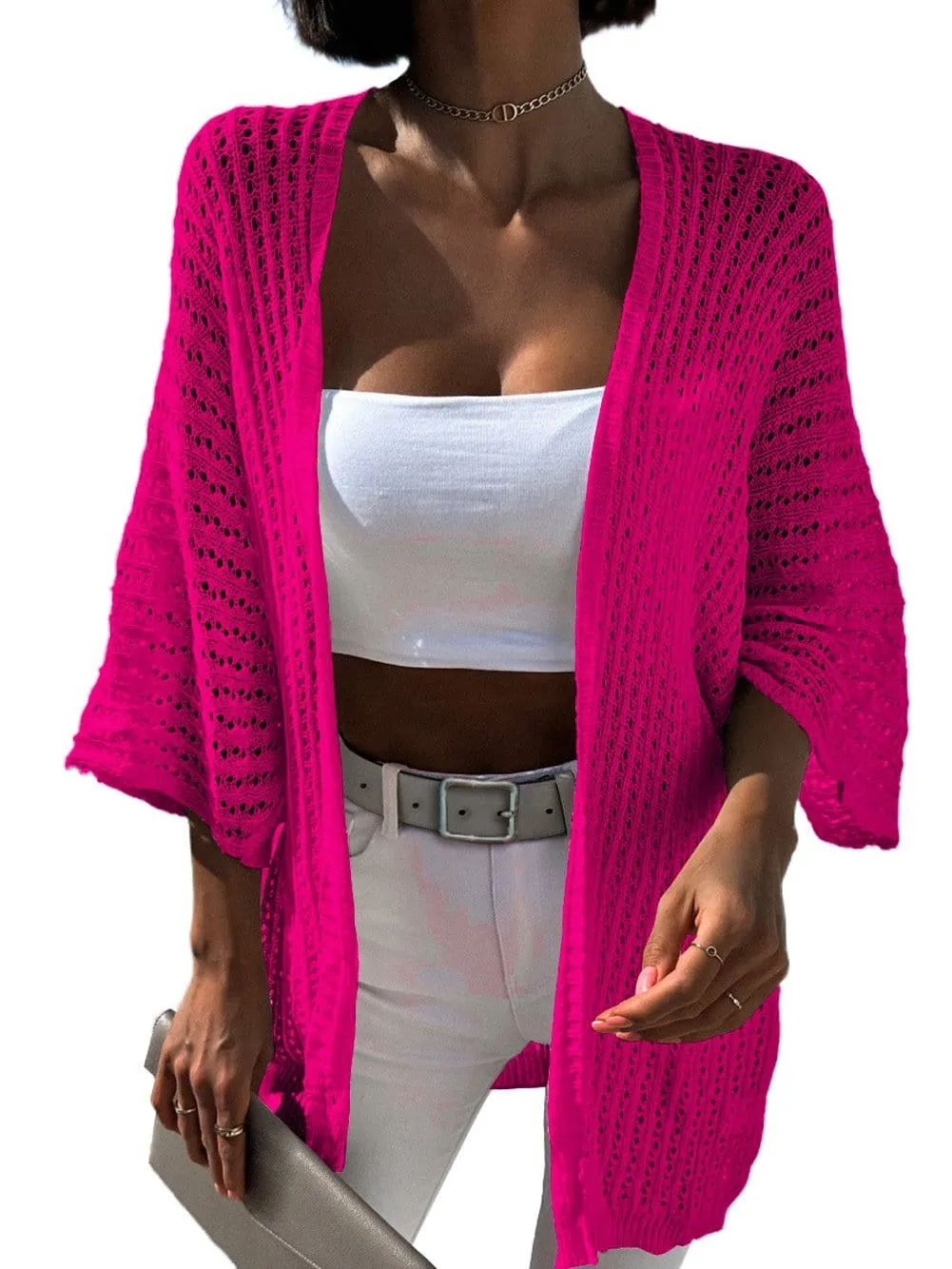 Bohemian Rose Knit Hollow-out Lightweight Cardigan