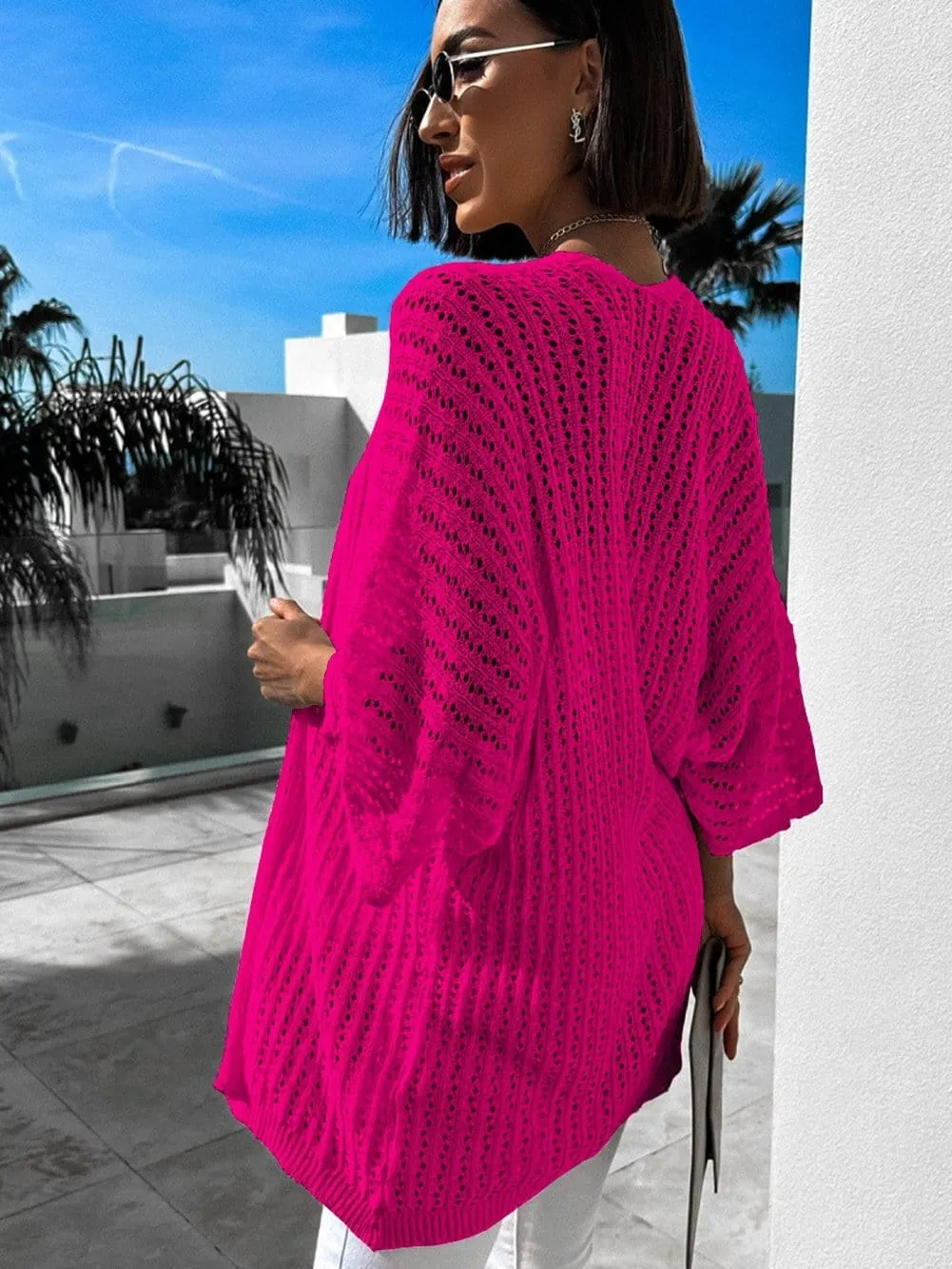 Bohemian Rose Knit Hollow-out Lightweight Cardigan