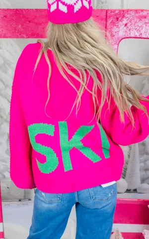 Bright Pink Ski Knit Cardigan