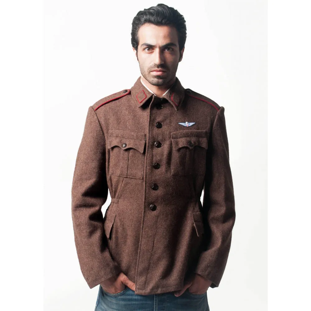 Brown Wool Military Style Jacket / Blazer