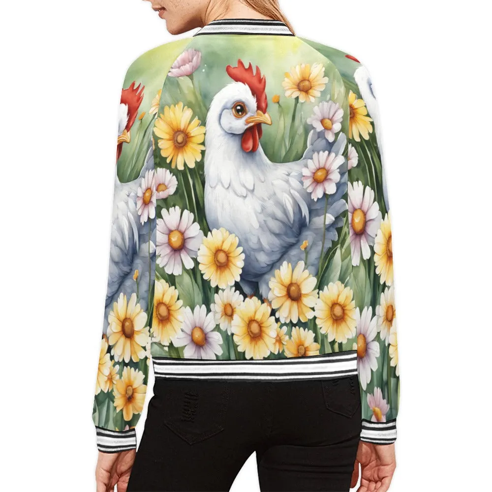 Chicken floral awd302 Bomber Jacket for Women