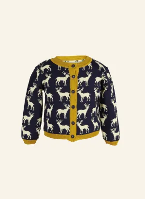 Children's Cardigan - Navy Reindeer