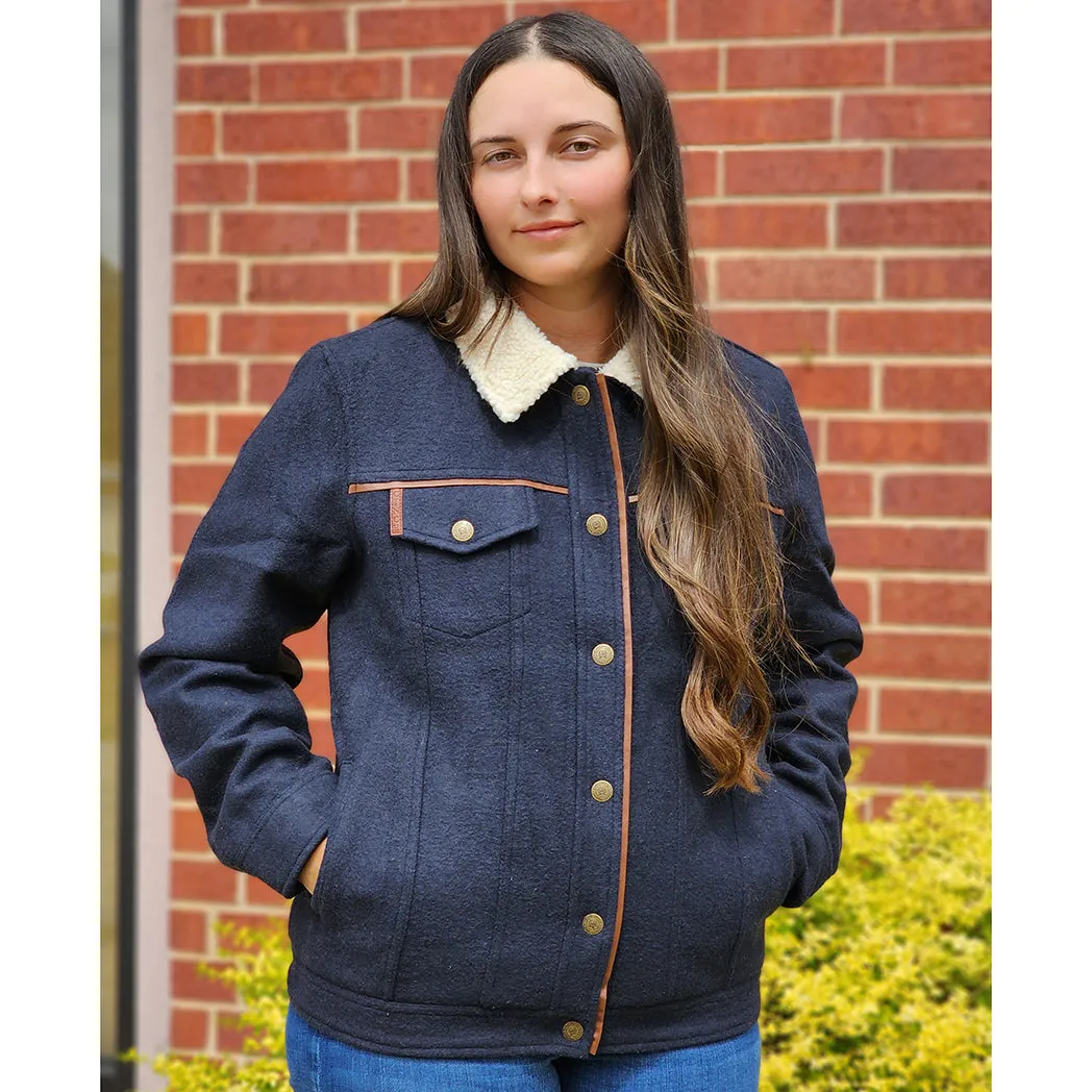 Cinch Women's Navy & Tan Wool Jacket