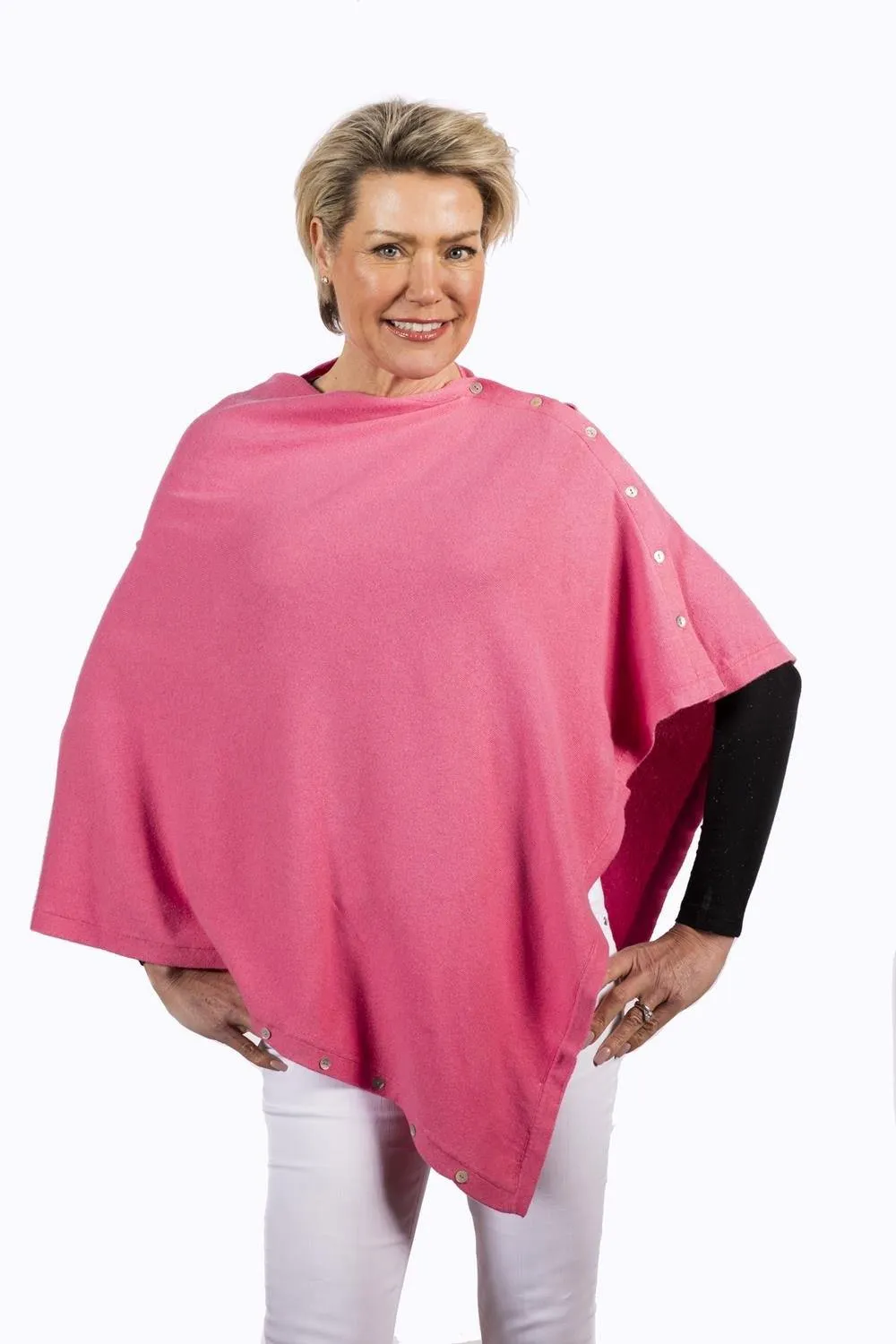 Classic Button Cashmere Poncho