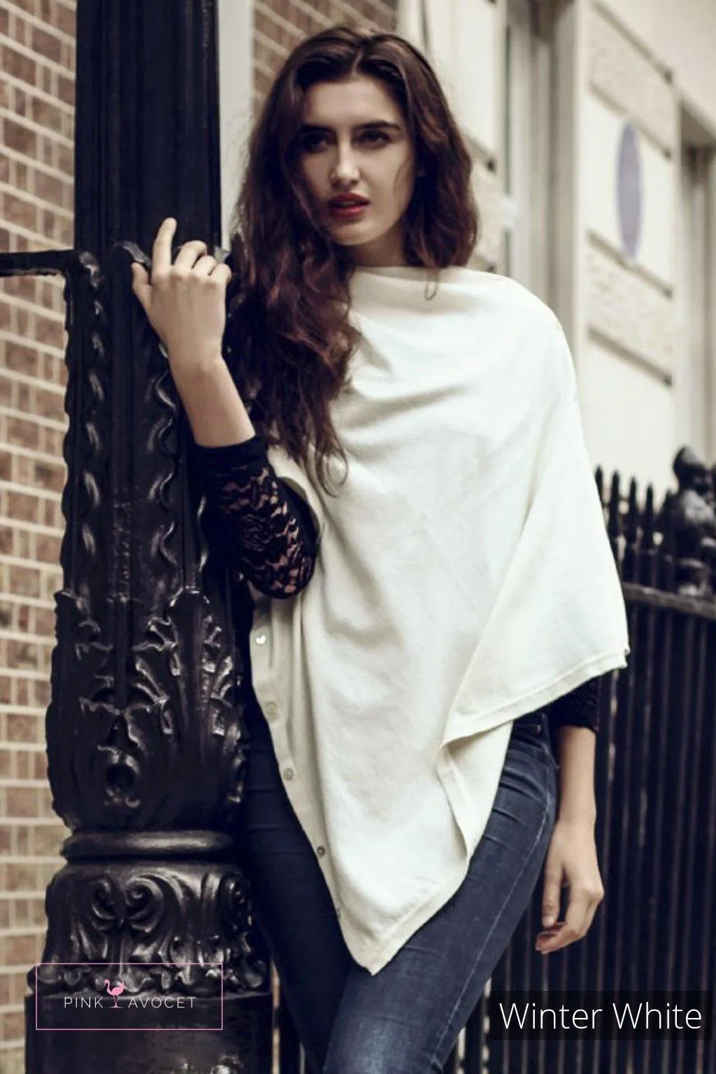 Classic Button Cashmere Poncho