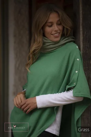 Classic Button Cashmere Poncho