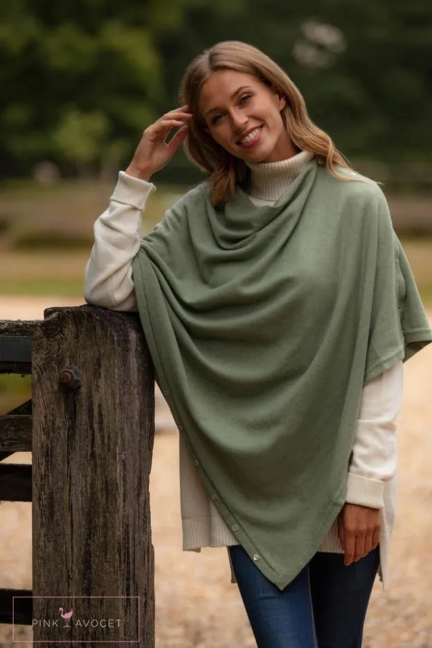 Classic Button Cashmere Poncho