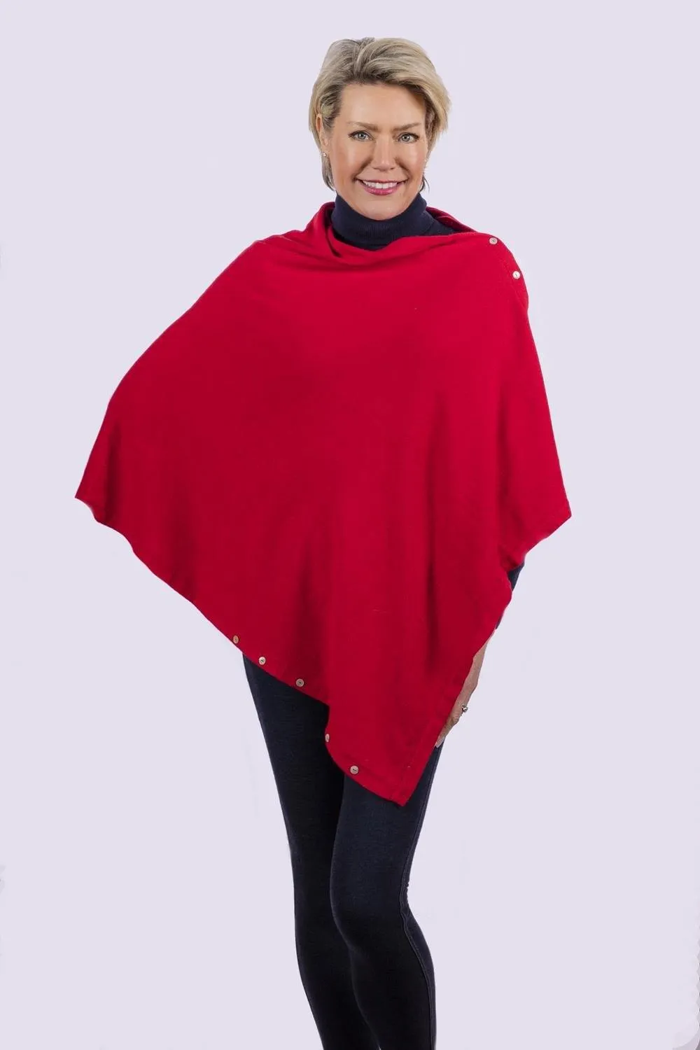 Classic Button Cashmere Poncho