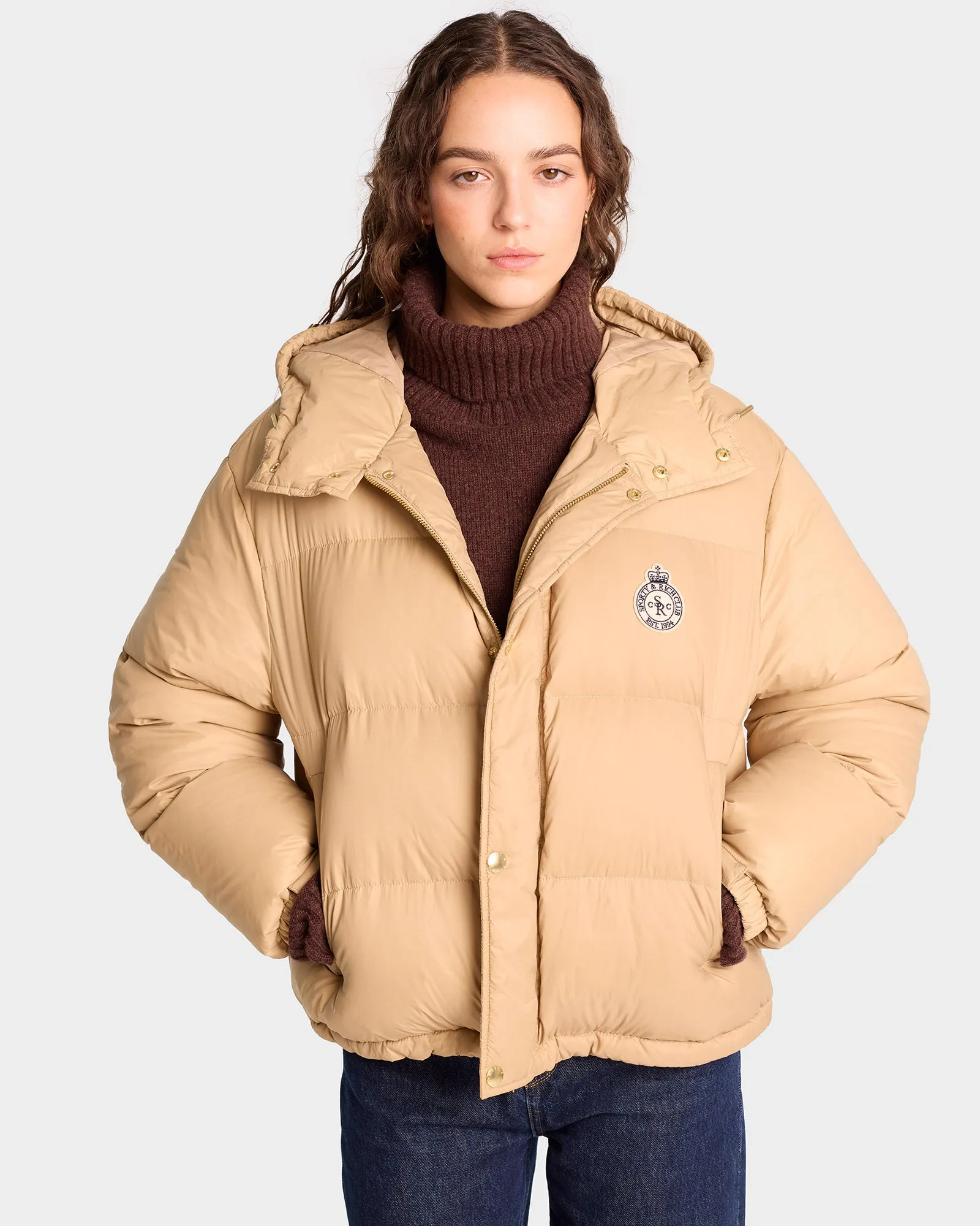 Crown Puffer Jacket - Beige