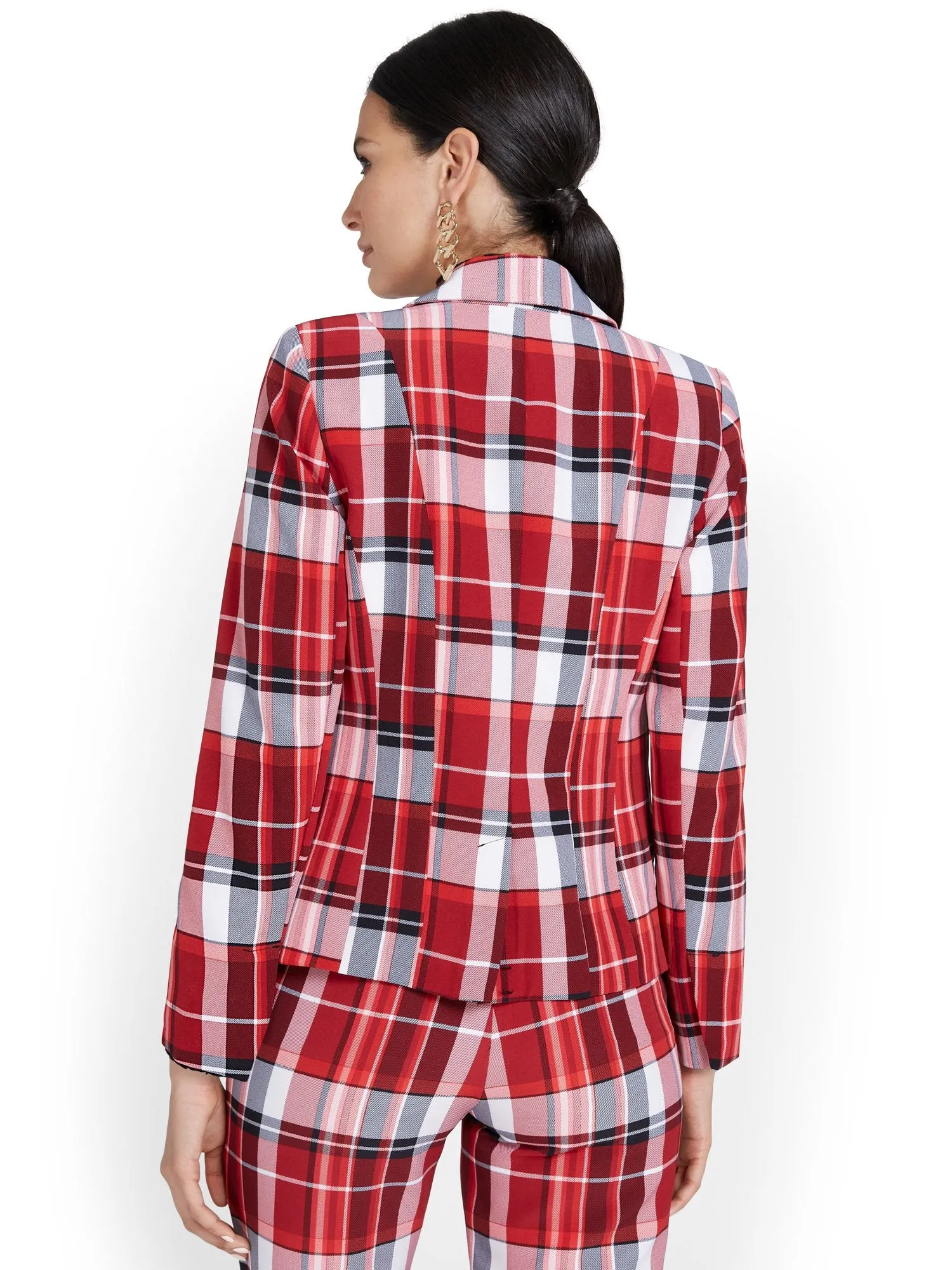 Double-Breasted Plaid Jacket