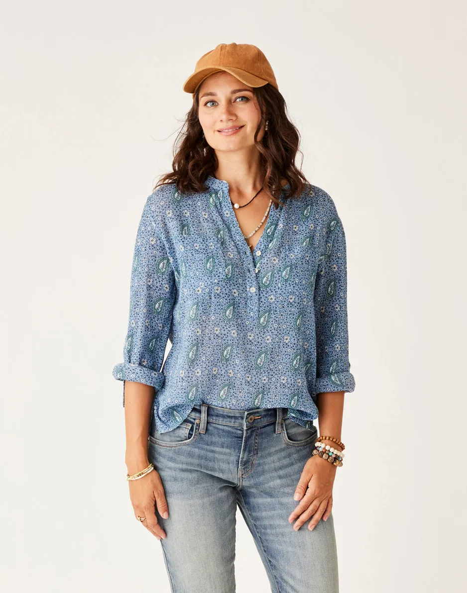 Dylan Gauze Shirt: Storm Paisley