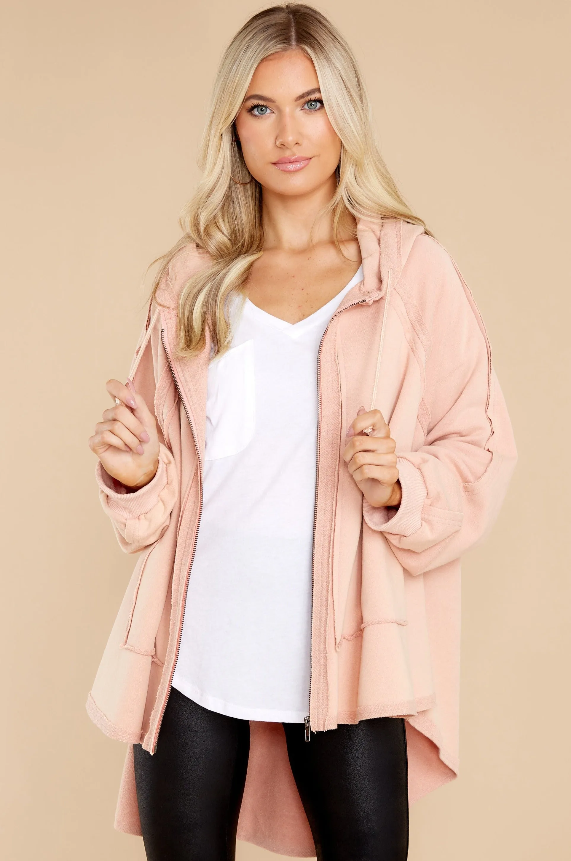 Embrace The Love Mauve Pink Zip Up Hoodie