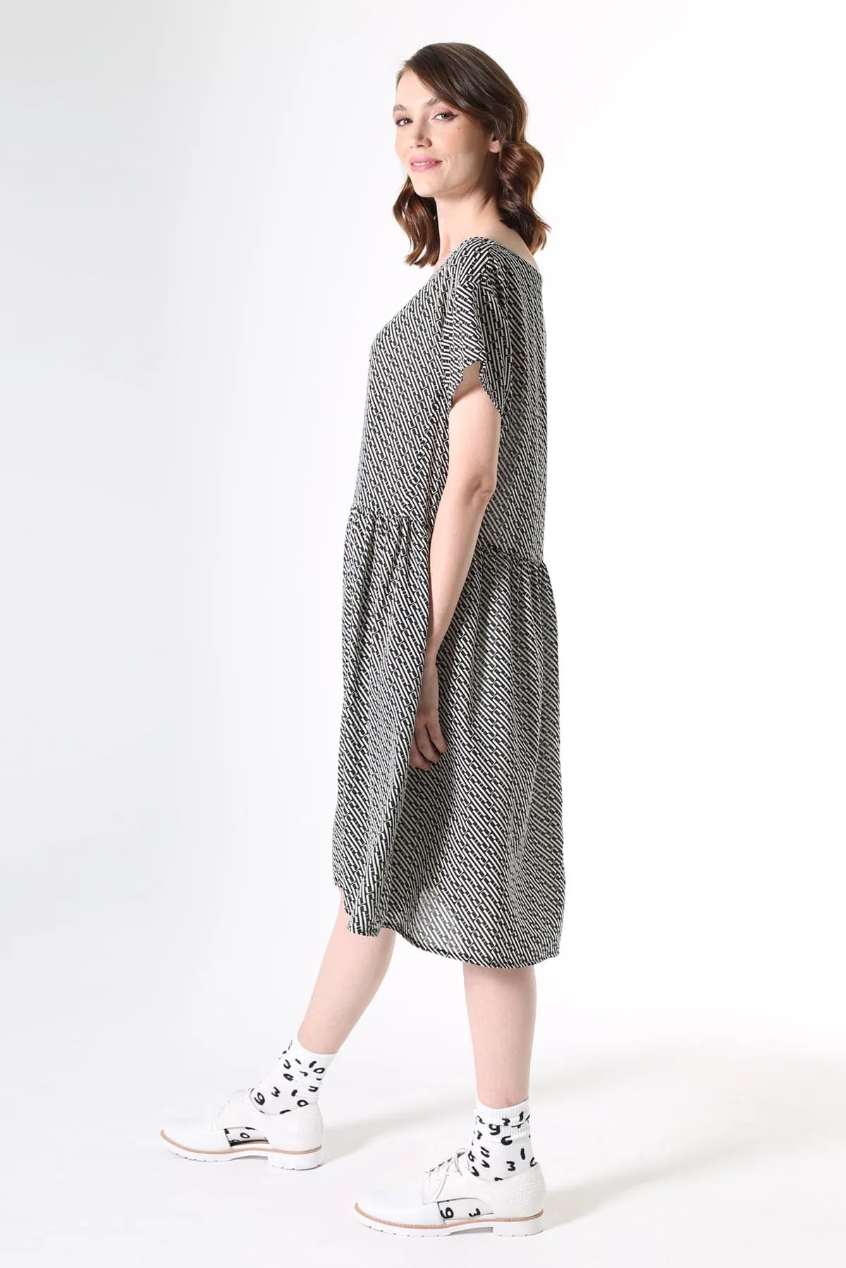 Escher Drop Waist Dress in Seersucker