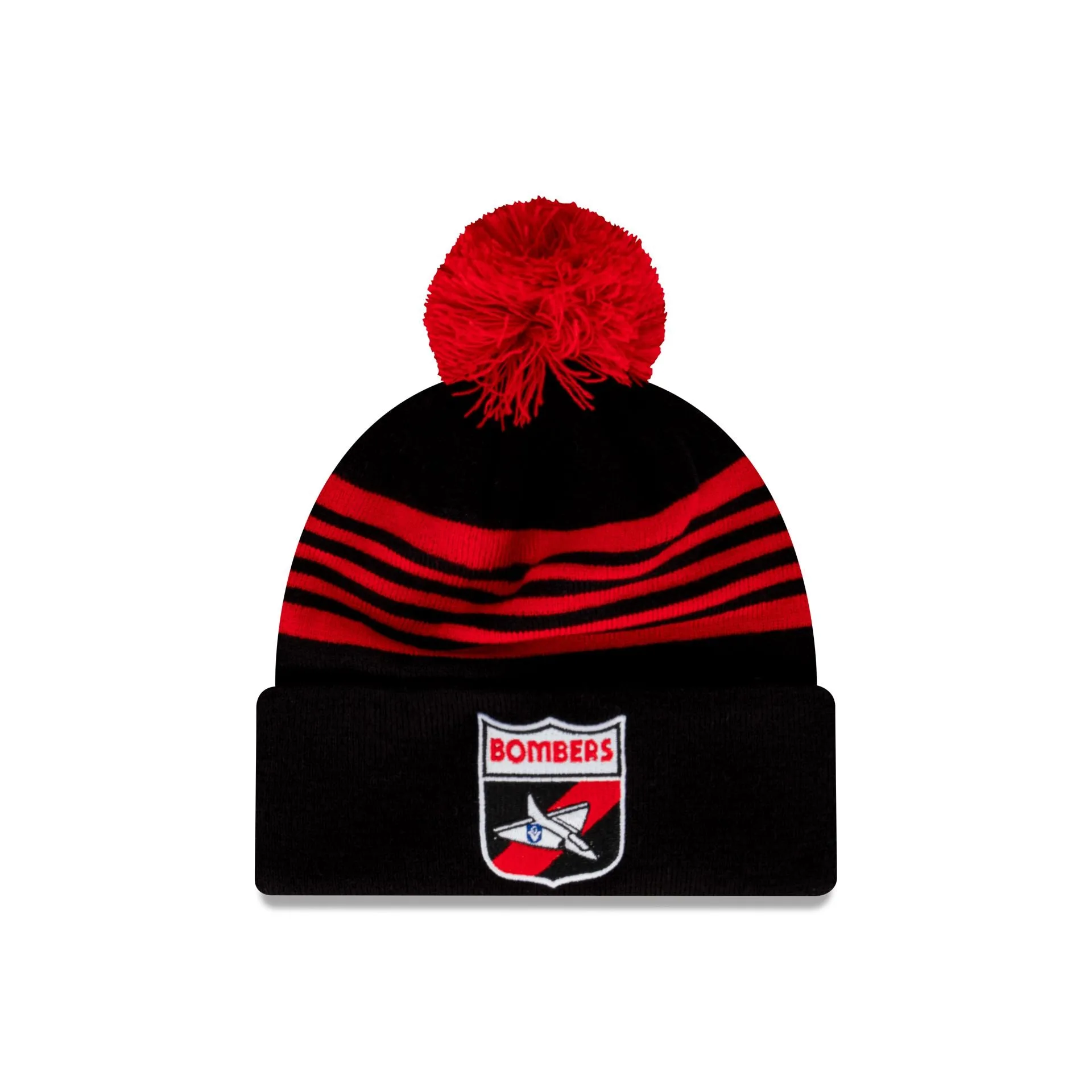 Essendon Bombers Heritage Stripe Beanie with Pom