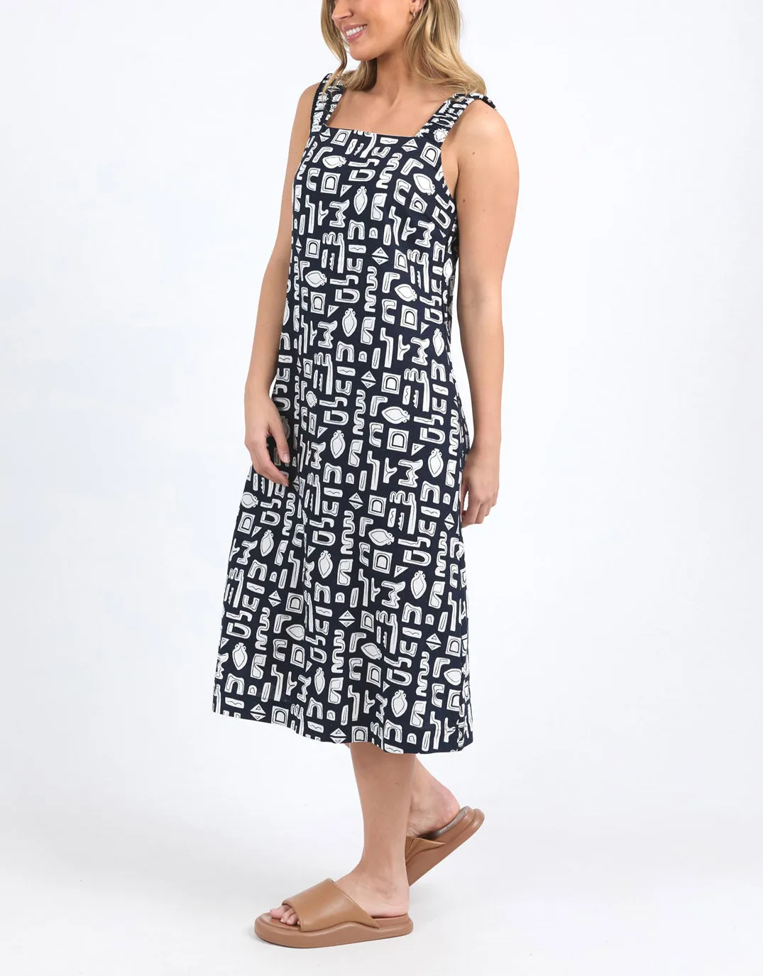 Etched Geo Dress - Navy