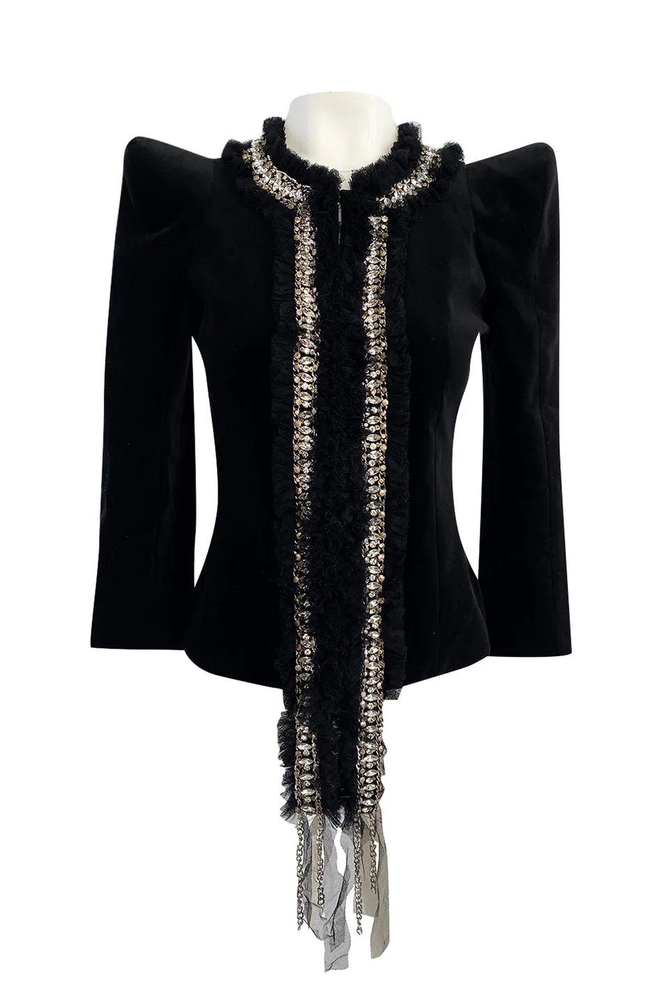 Fall 2009 Balmain by Christophe Decarnin Runway High Pagoda Shoulder Jacket w Embellishments