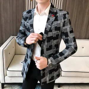 Geometric Pattern Cotton Blazer