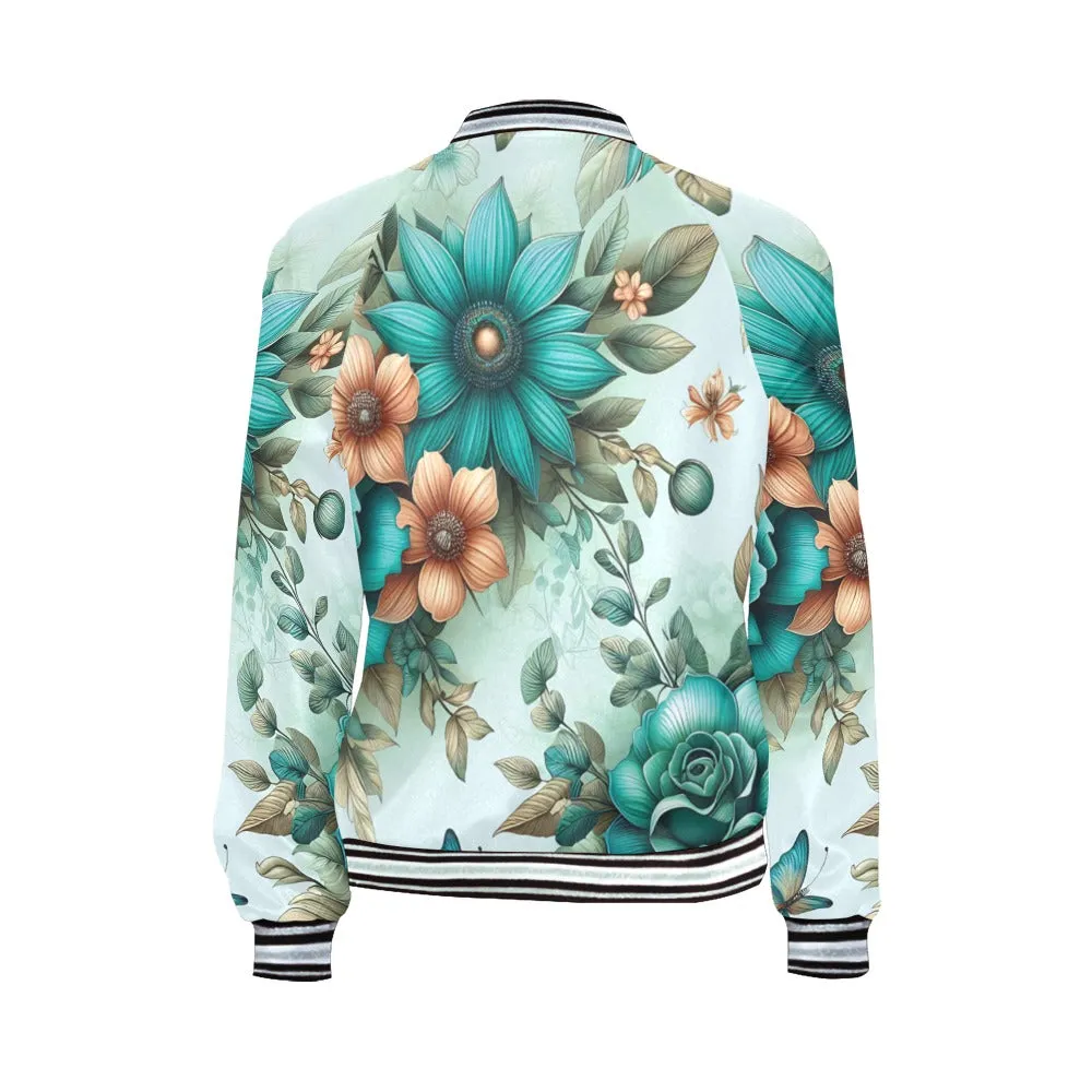 Greenery Floral awd438 Bomber Jacket for Women