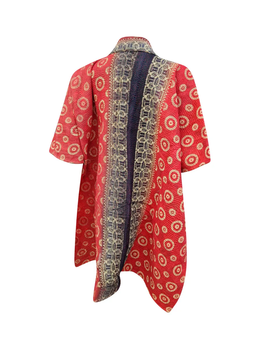 kantha reversible long poncho deepa