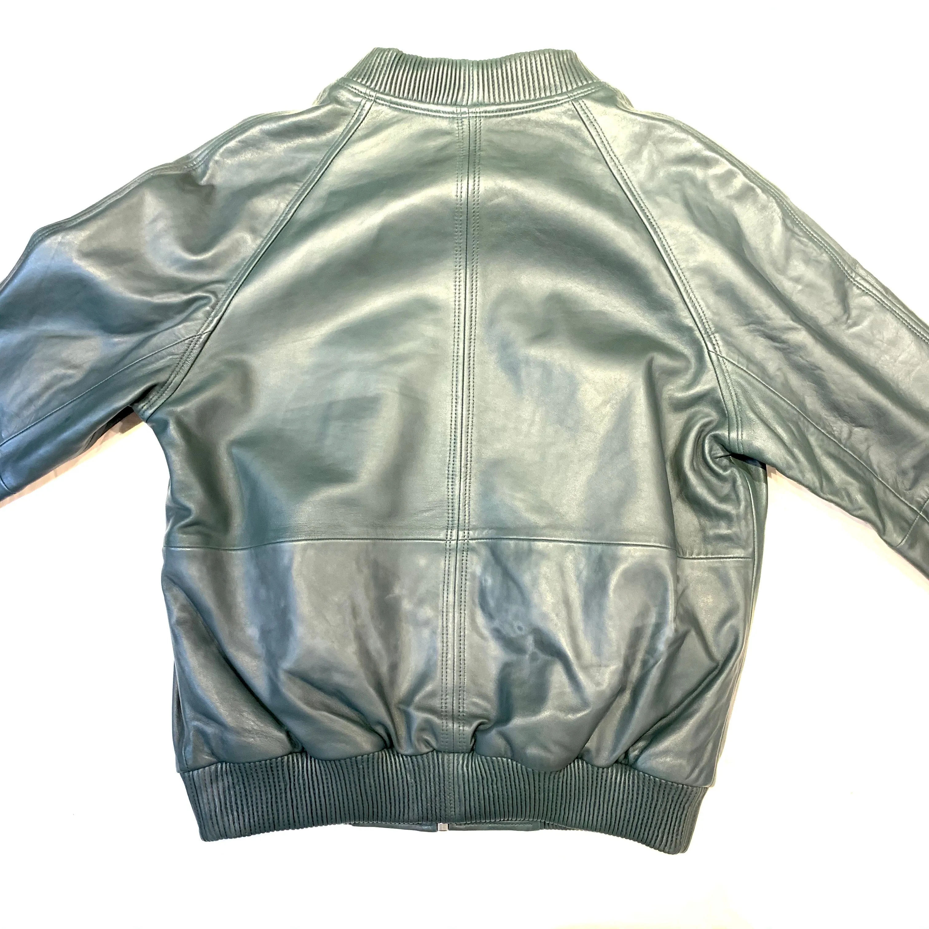 Kashani Forest Green Naked Lambskin Bomber Jacket