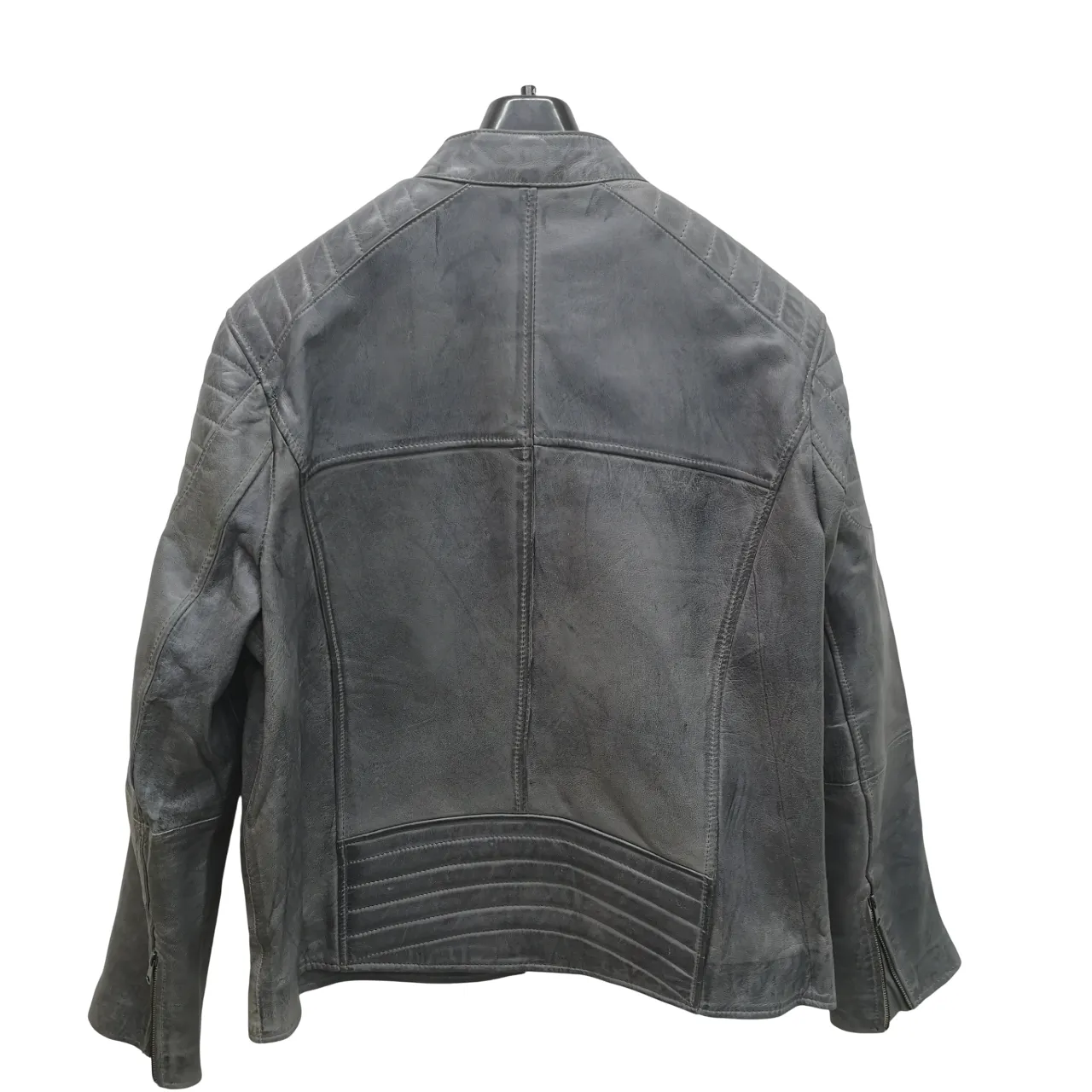 Leather Point Zip Grey Jacket