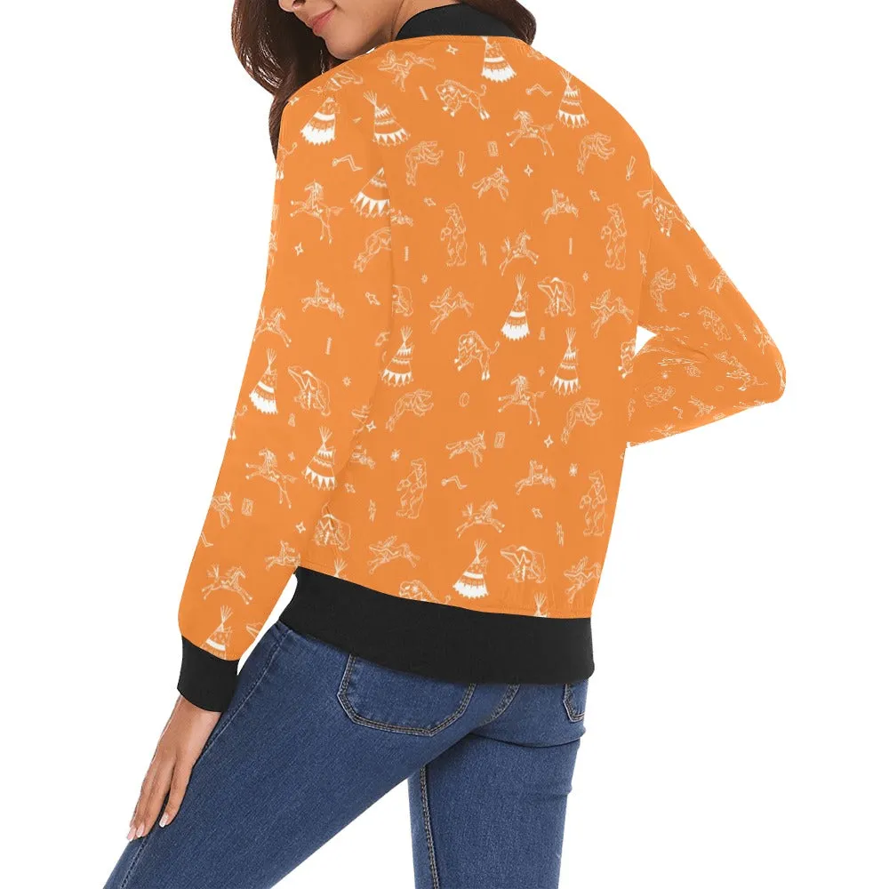 Ledger Dabbles Orange Bomber Jacket for Women