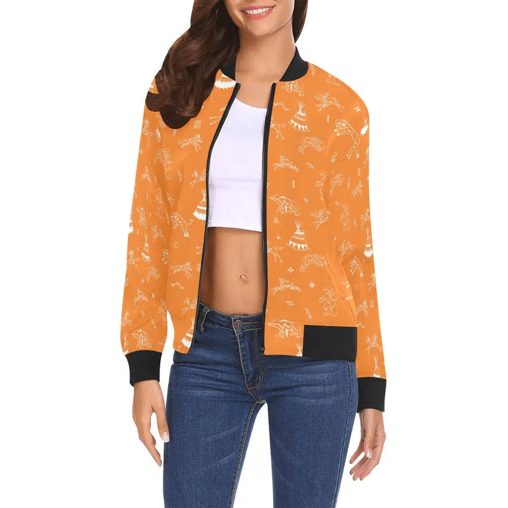 Ledger Dabbles Orange Bomber Jacket for Women