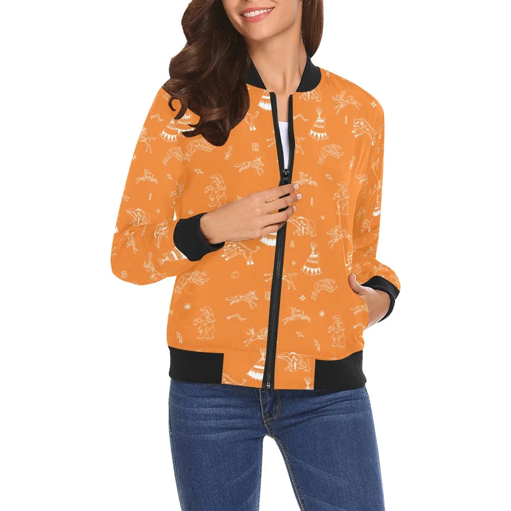 Ledger Dabbles Orange Bomber Jacket for Women