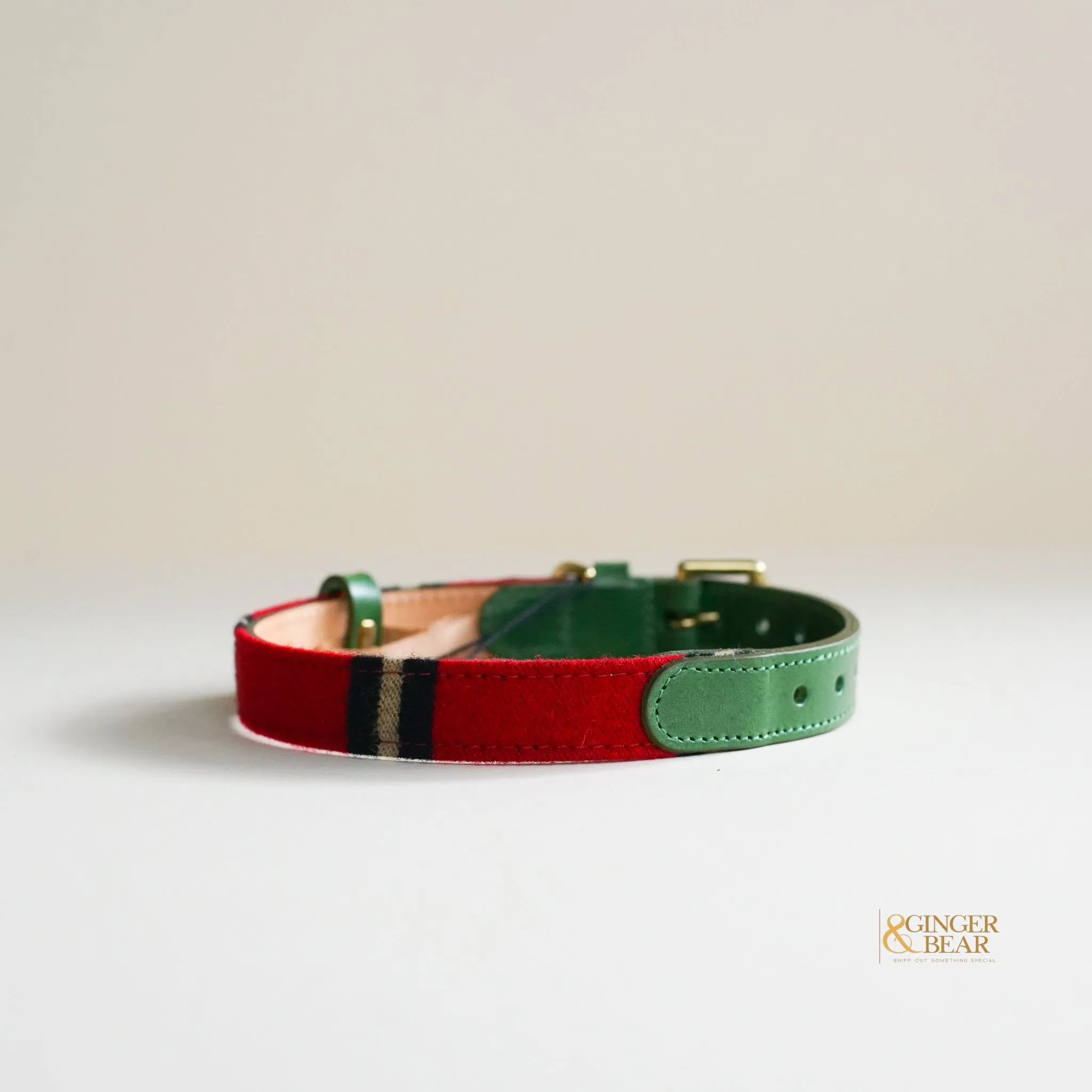 LISH Red Cecil Stripe Tweed Dog Collar