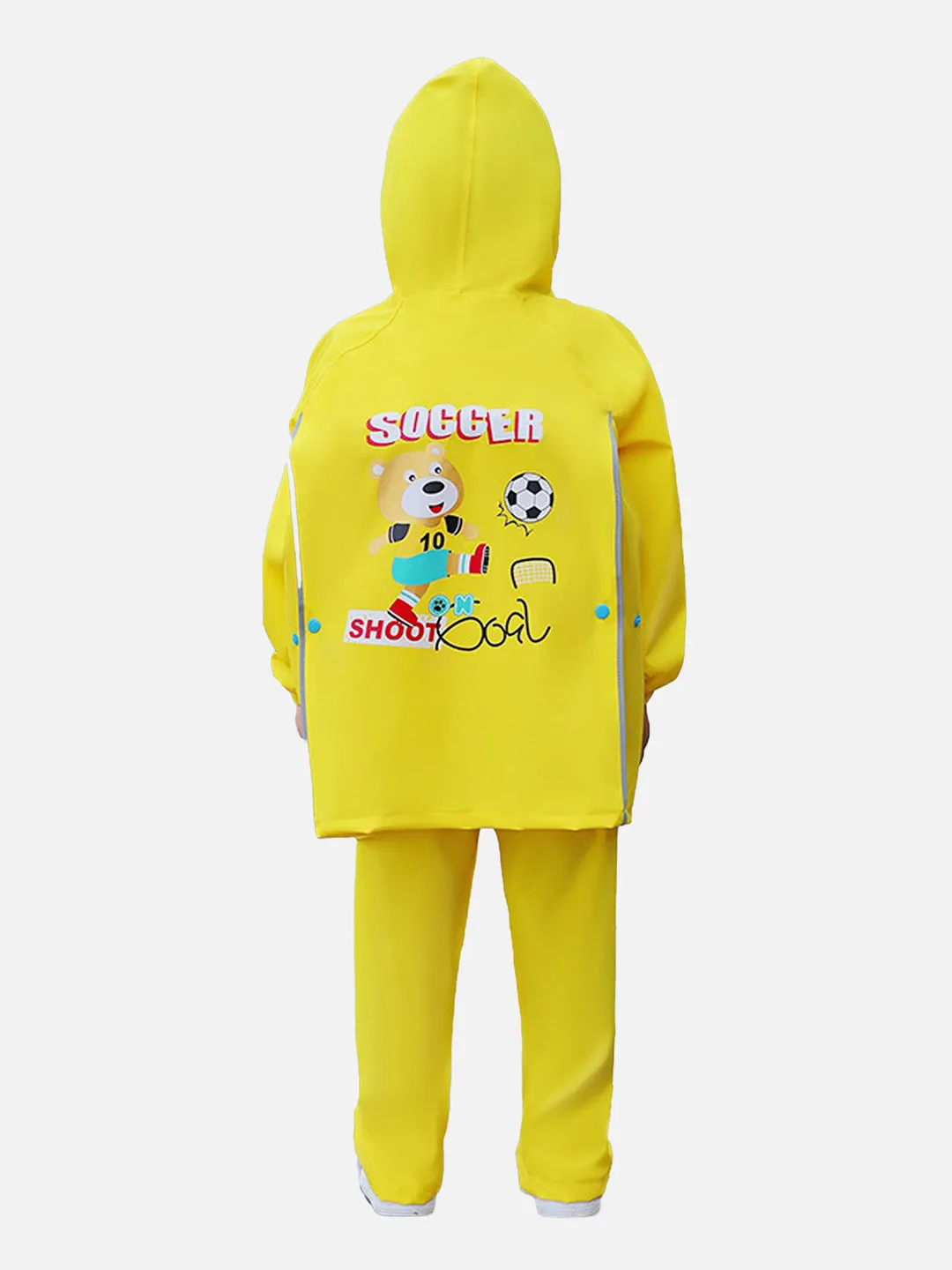 Little Surprise Box 2 pcs Yellow Soccer Ted Full Shirt and Full Pants style Raincoat for Kids