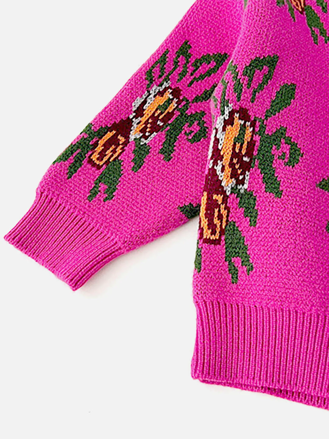 Little Surprise Box 2pcs Magenta Flower Bunch Knitted Cardigan and shorts Winterwear set for girls