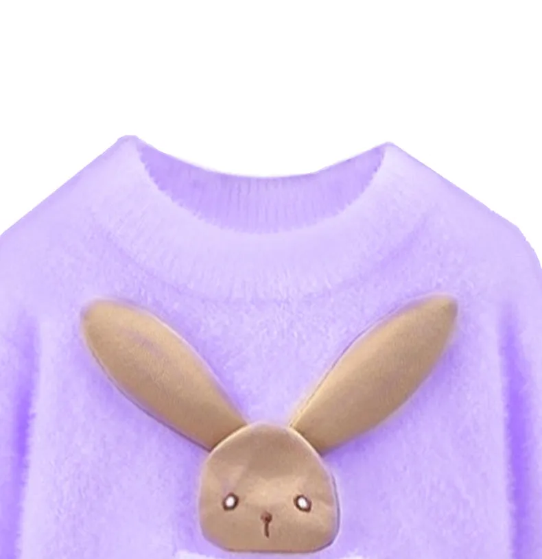 Little Surprise Box Purple with 3d Bunny Kids Cardigan Sweater