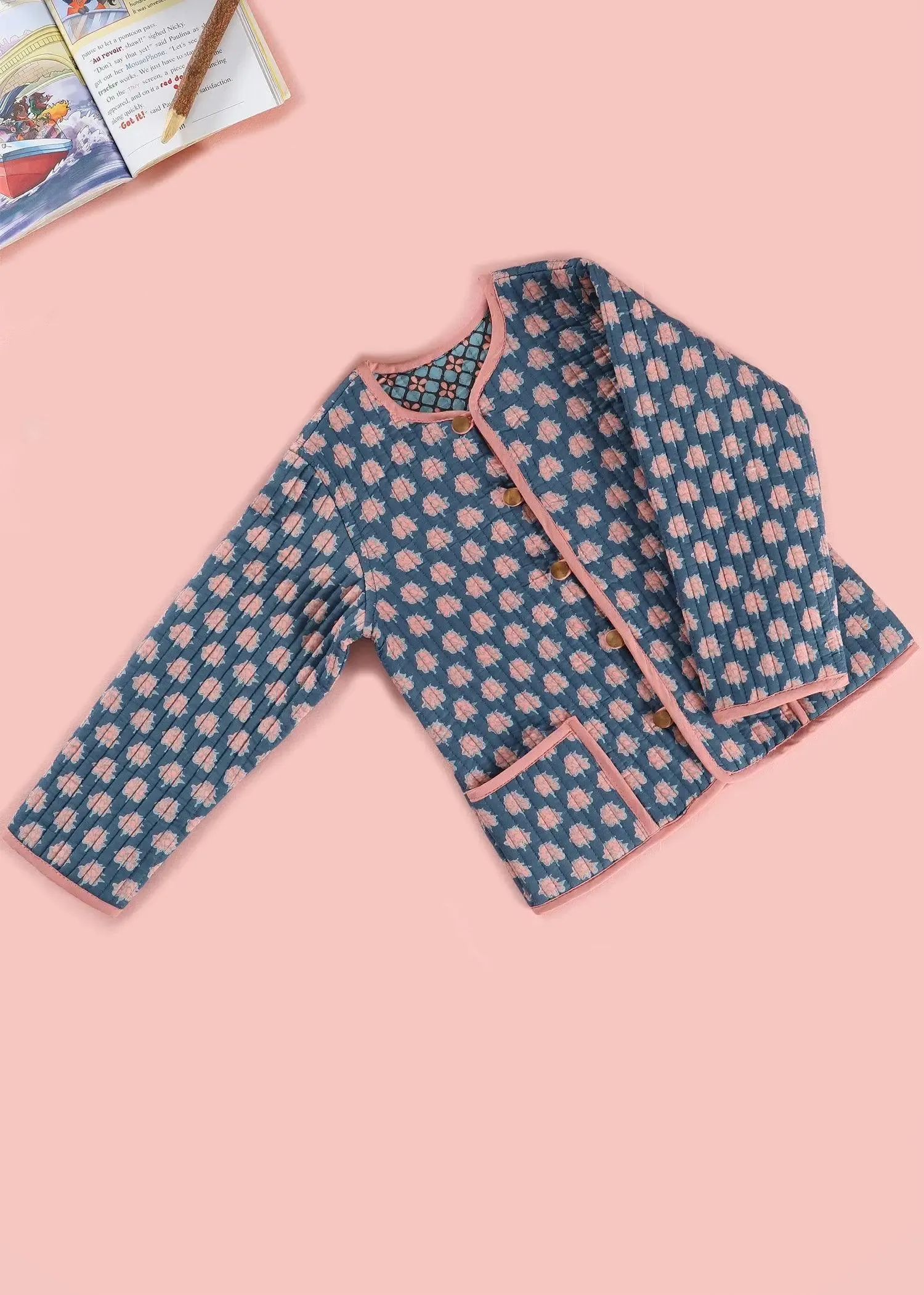 Lotus/Sesame Blue 100% Cotton Reversible Coat Unisex (1-12 Years)