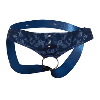 Male Basics Dngeon Leather Penis Ring Jockstrap Navy Camo One Size