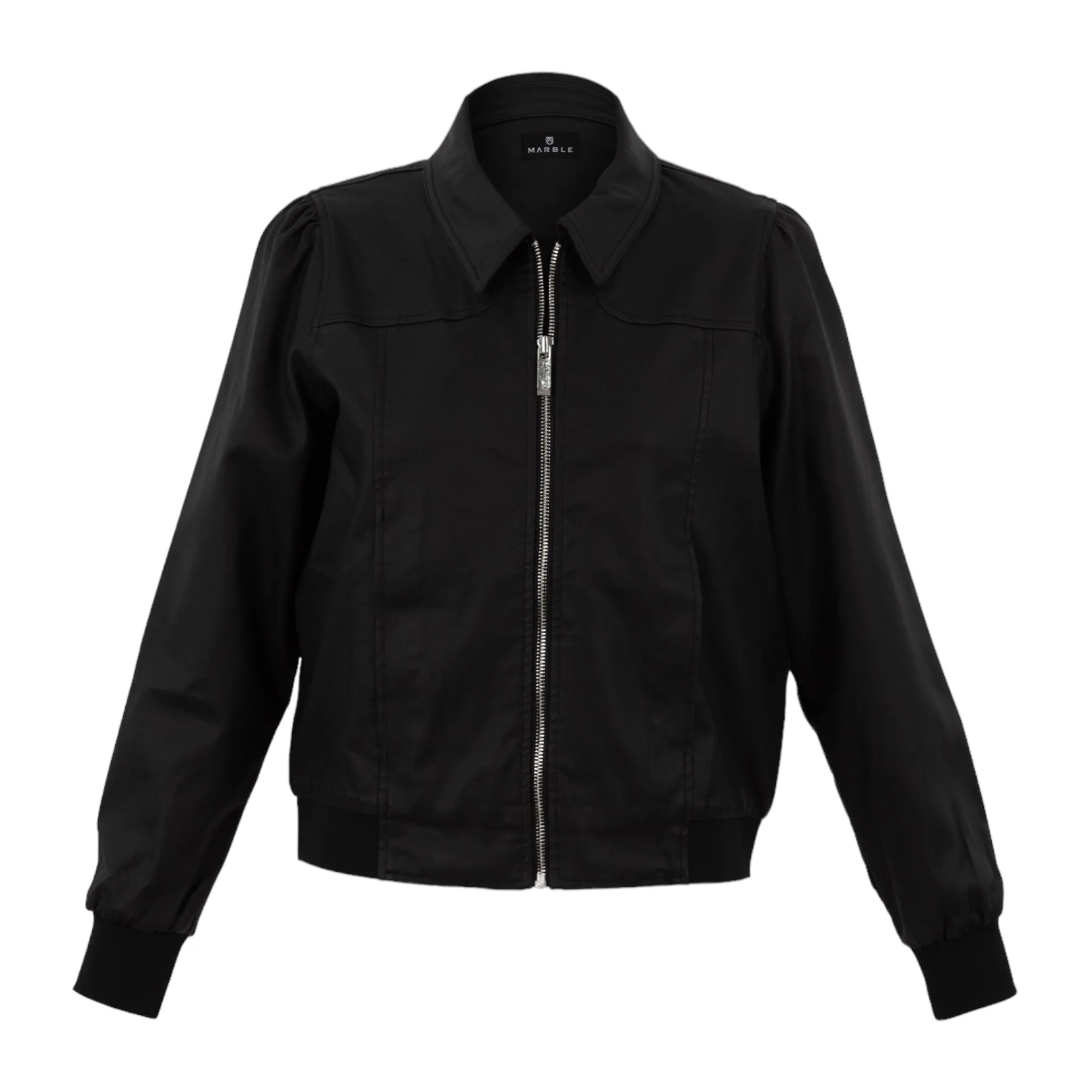 Marble Wax Coated Bomber Jacket Black