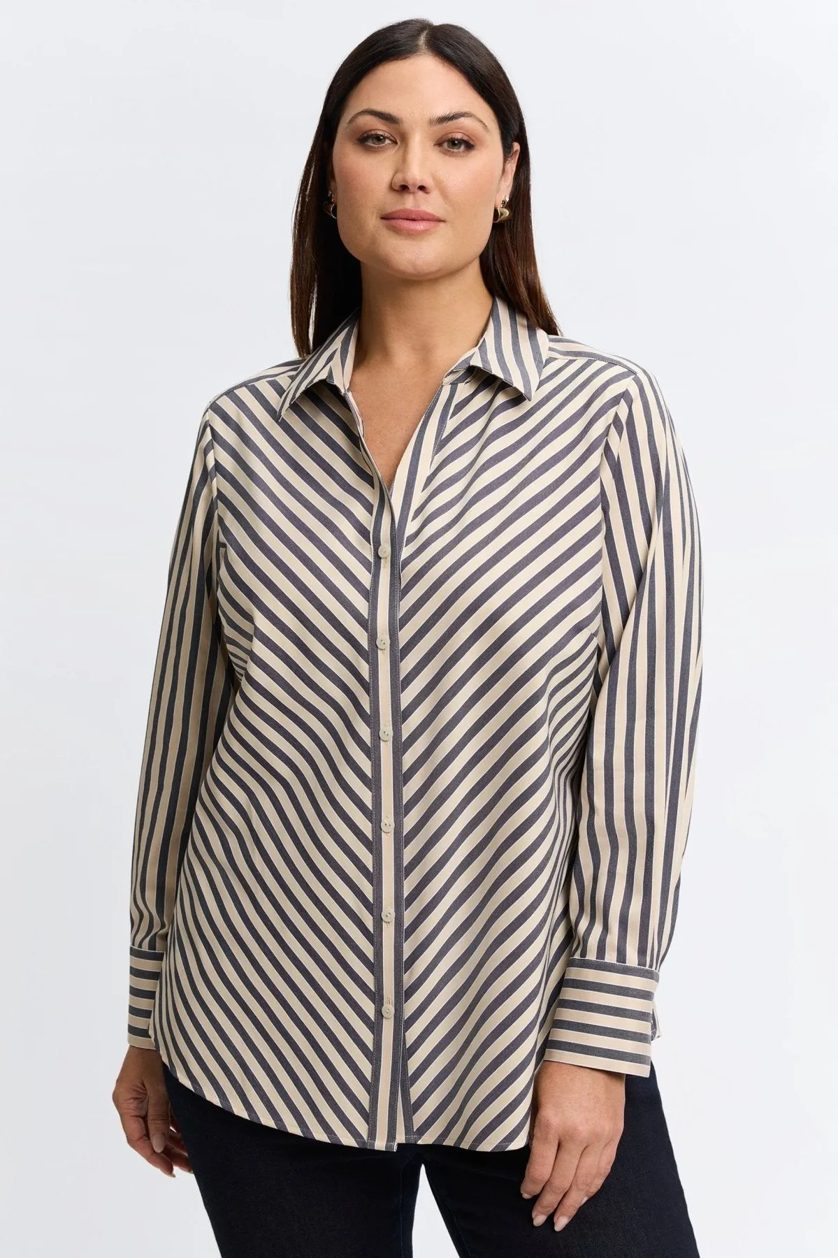 Mary Plus Essential Stretch Striped No Iron Shirt