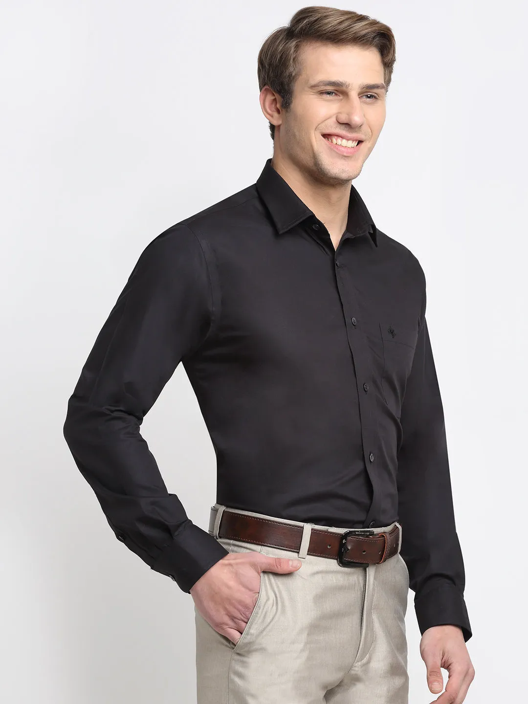 Men's Black Formal Plain Full Sleeve Shirt